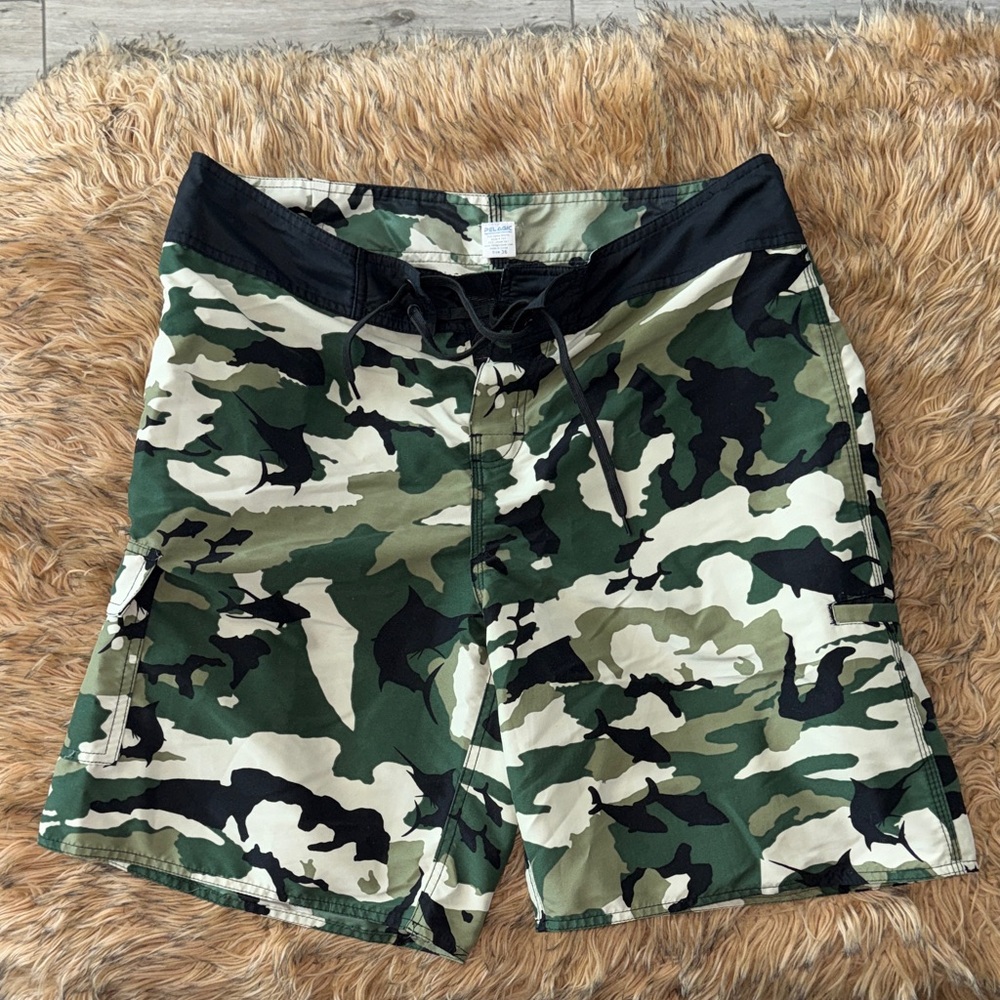 Pelagic Green Camouflage Cargo Shorts